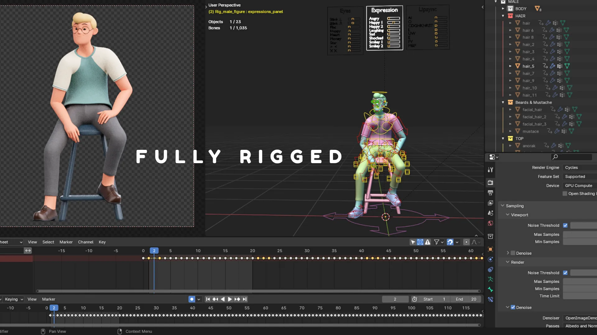 Fully rigged Male Humanz character